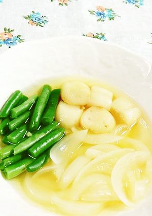 麩と三度豆(いんげん)・玉ねぎの煮物♪-レシピのメイン写真