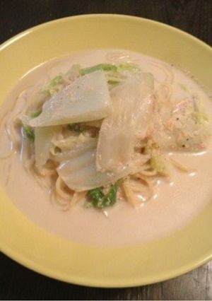優しい味わい♪白菜と明太子豆乳スープスパ-レシピのメイン写真