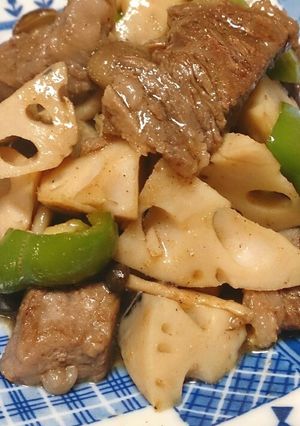 牛肉と蓮根のコロコロ炒め-レシピのメイン写真