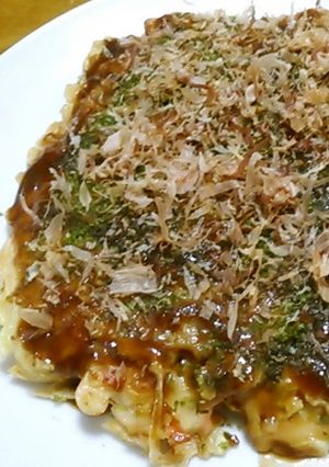 豪快！豚ステーキ肉でお好み焼き-レシピのメイン写真