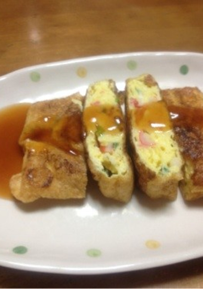 安価☆簡単☆油揚げ詰めあんかけかに玉-レシピのメイン写真
