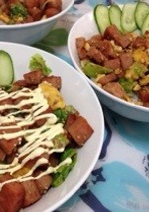 シャキッとレタスにゴマ風味 簡単スパム丼-レシピのメイン写真