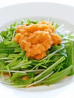 水菜のすりおろし人参ドレッシング♪-レシピのメイン写真