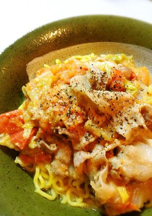 豚バラ×白菜×トマトのからめ味噌ラーメン-レシピのメイン写真