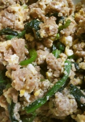 ほうれん草とひき肉の炒めもの-レシピのメイン写真