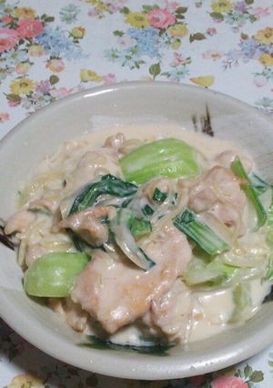 チンゲン菜と鶏胸肉のクリーム煮-レシピのメイン写真