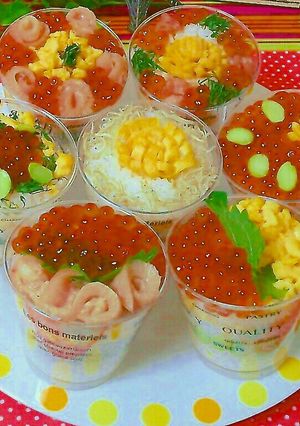 見た目も可愛いカップ寿司♡ひな祭りにも-レシピのメイン写真