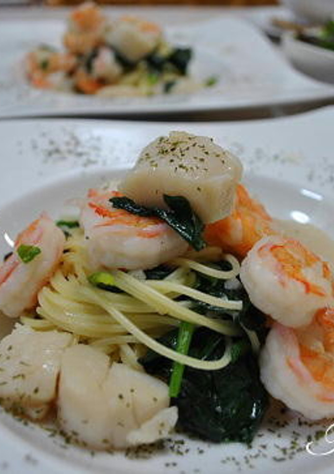 海老と帆立とほうれん草のパスタ-レシピのメイン写真