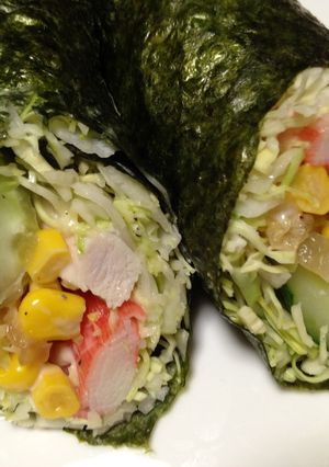 簡単♪ サラダの恵方巻きー1-レシピのメイン写真
