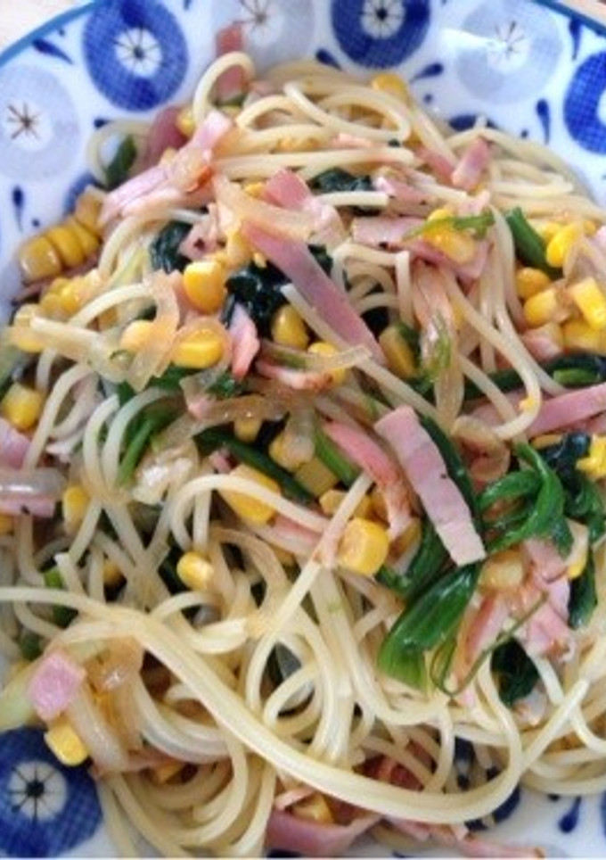 ベーコンとほうれん草とコーンの和風パスタ-レシピのメイン写真