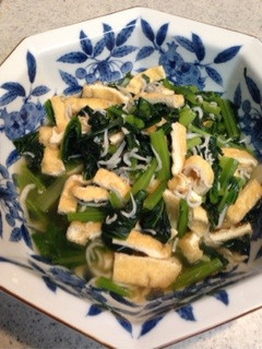 生姜香る副菜✳︎小松菜油揚げしらす煮浸し-レシピのメイン写真