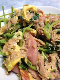 身近な食材で!豆苗とツナ炒め-レシピのメイン写真