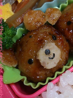 キャラ弁に♬つくねや肉団子でくまちゃん♬-レシピのメイン写真
