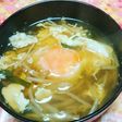 もやしと落とし卵のめんつゆ汁