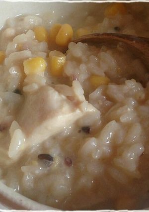 鶏胸肉とコーンの豆乳粥-レシピのメイン写真