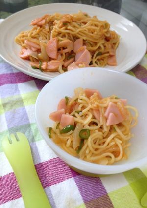 ママとぼくの簡単ランチ☻ナポリタン焼そば-レシピのメイン写真