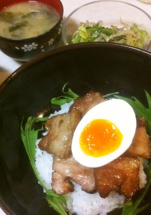 男子喜ぶ照り照りブタ丼-レシピのメイン写真