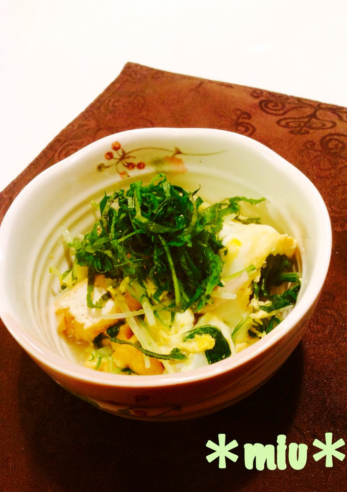 【減塩】素材の味で勝負☆水菜厚揚げ卵とじ-レシピのメイン写真