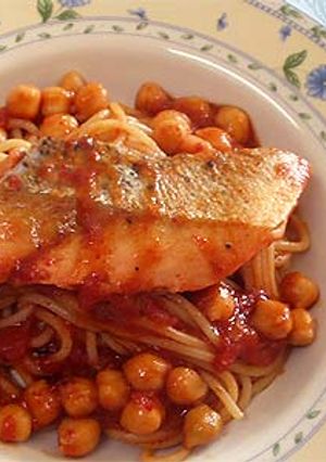 鮭とひよこ豆のスパゲッティ-レシピのメイン写真