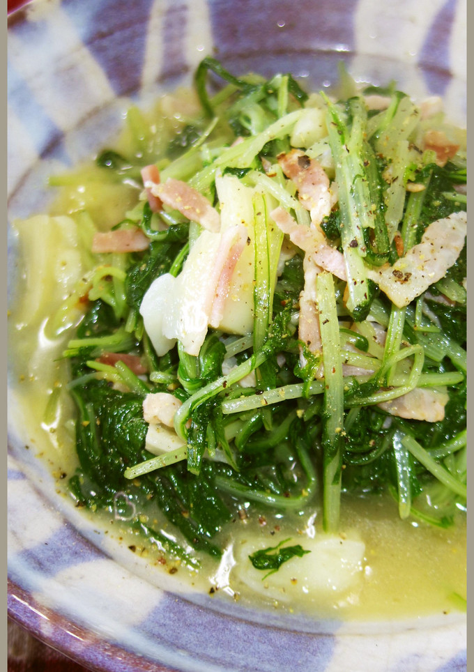 水菜を大量消費！男のにんにくベーコン炒め-レシピのメイン写真