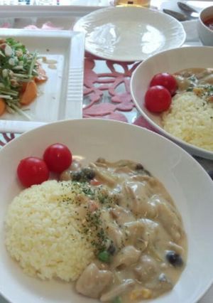 鶏肉のクリームソース☆サフランライス添え-レシピのメイン写真