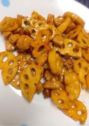 蓮根と豚肉の甘辛炒め-レシピのメイン写真