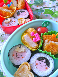 キャラ弁!節分弁当レシピ「鬼とおかめ」-レシピのメイン写真