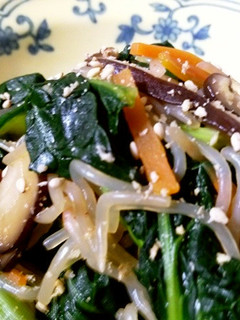 宮城旬野菜 ちぢみ雪菜のチャプチェ風-レシピのメイン写真