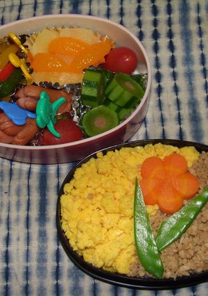 ルンルンそぼろ弁当 春だね♪-レシピのメイン写真