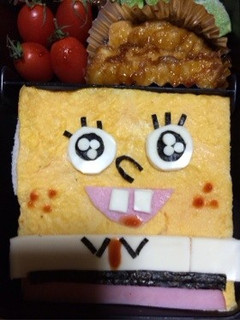 キャラ弁スポンジボブのサンドウイッチ-レシピのメイン写真