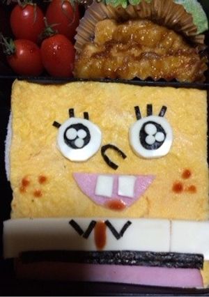 キャラ弁スポンジボブのサンドウイッチ-レシピのメイン写真