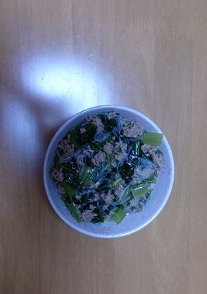 小松菜とミンチの春雨丼-レシピのメイン写真