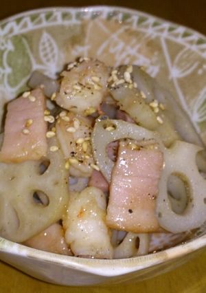 ☆蓮根ベーコン海老炒め☆-レシピのメイン写真