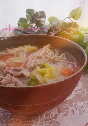 体重キープ☆ひとりランチに肉野菜スープ鍋-レシピのメイン写真