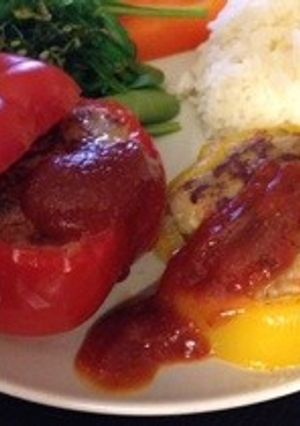 可愛いパプリカのハンバーグ海外-レシピのメイン写真