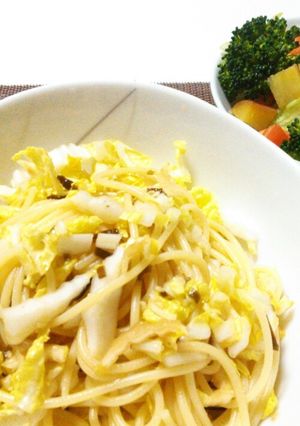 生白菜と塩昆布のパスタ-レシピのメイン写真