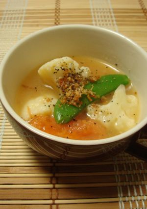 ３色野菜の味噌バタスープ-レシピのメイン写真