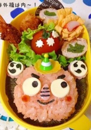 キャラ弁☆節分ピンク鬼-レシピのメイン写真