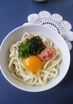 ゆでうどんで☆明太釜玉うどん-レシピのメイン写真