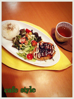 ワンプレートでカフェ風照焼きハンバーグ-レシピのメイン写真