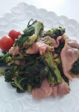 添付調味料で☆豚肉と菜の花の酢味噌炒め-レシピのメイン写真