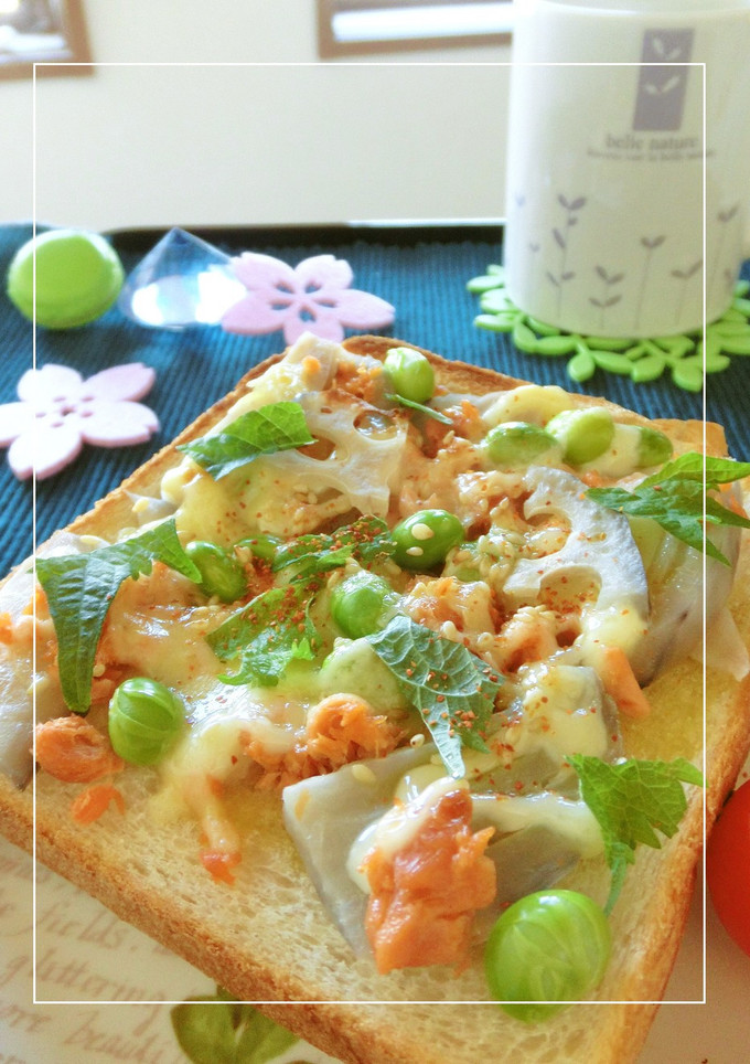蓮根×鮭フレの和トースト-レシピのメイン写真