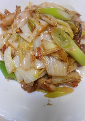 豚ばら肉と白菜と長ねぎの3点梅肉炒め-レシピのメイン写真