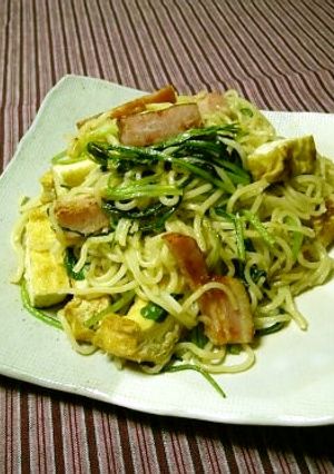 京壬生菜とお揚げの焼きそば-レシピのメイン写真