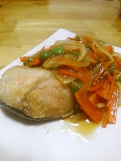 鮭のムニエル甘酢野菜あんかけ-レシピのメイン写真