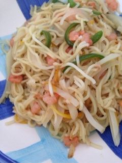 北海道!じゃがバター☆エビ塩焼きそば-レシピのメイン写真