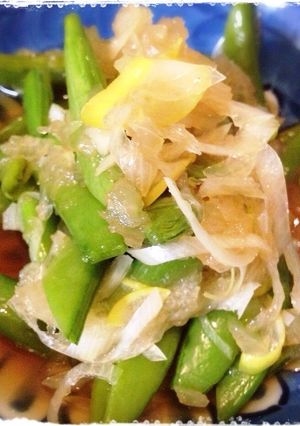長葱とスナップエンドウの玉ねぎおろし和え-レシピのメイン写真