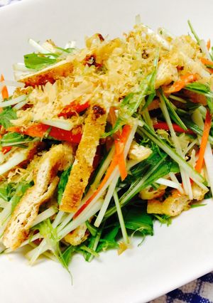 水菜とカリカリ油揚げの味ポンサラダ-レシピのメイン写真