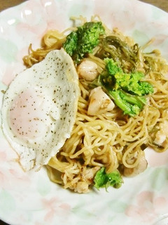 千葉県産菜の花とめかぶを入れた焼きそば-レシピのメイン写真