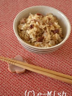ひき肉生姜みそのもちもち炊き込みごはん-レシピのメイン写真